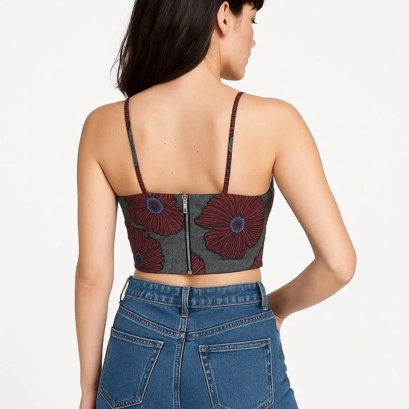 TOPSHOP Floral Crop Halter Top Size 4 - Picture 2 of 8